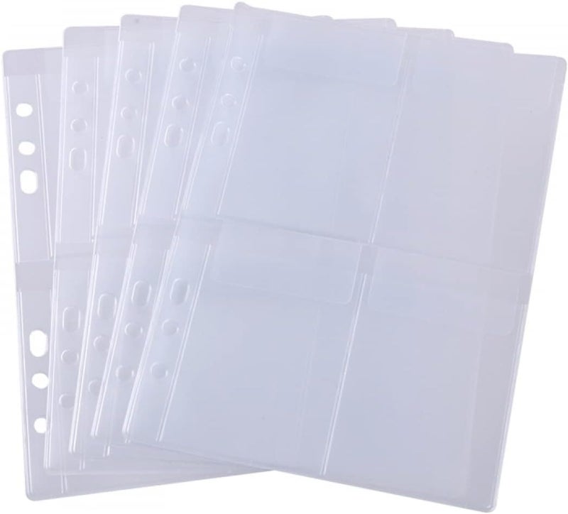 BAOFALI 10 Pack A5 Size Plastic Binder Pockets,6 Holes Waterproof PVC Folders Loose Leaf Bag forBudgeting Loose Leaf Bags Planner Insert Pouches Photo,Document, Stamp & Die Storage Bills Organizer - Image 1